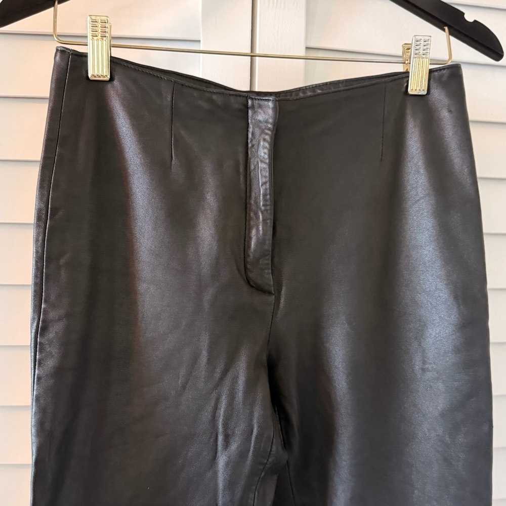 Siena Studio Women’s Straight Leg Black Real Leather Trouser Pants Size 6 - Picture 4 of 7